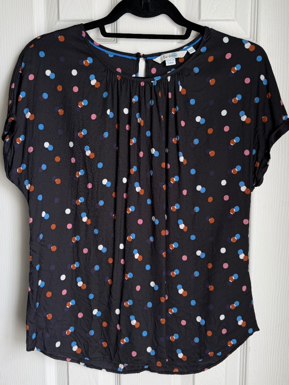 Boden Silk Blend Black Ravello Top